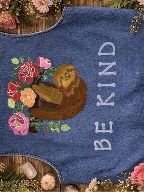 ooak vest with floral embroidery